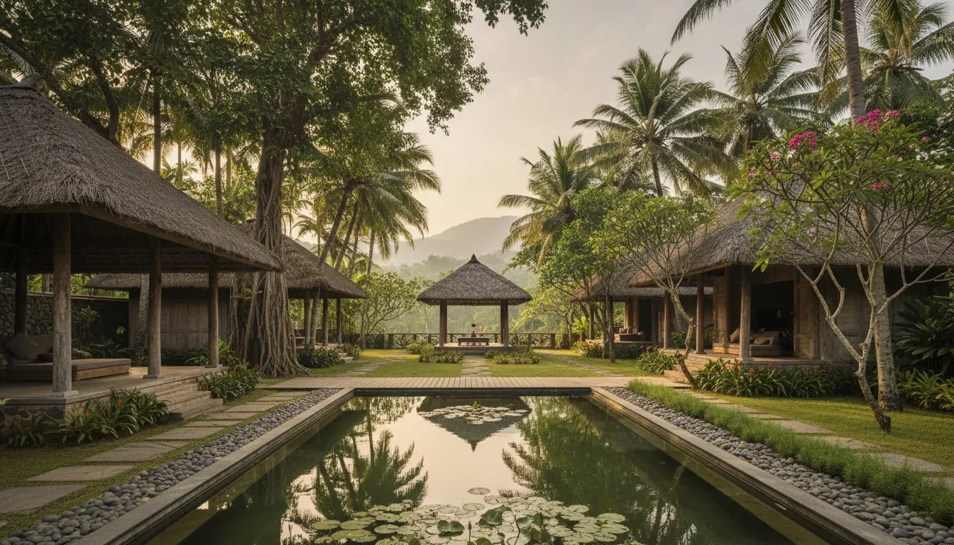 Ashvem Beach Inn — Located in the heart of Ashvem, the inn is a short ten-minute walk from the beach. Balconies overlook green fields and palm trees, creating a peaceful, natural backdrop.