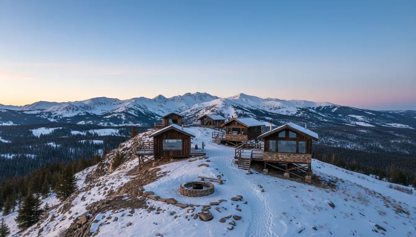 Backcountry Hut — Perched high in the Colorado Rocky Mountains near Leadville, the Backcountry Hut offers a rugged, remote setting. The cabins are situated close to the Continental Divide, providing breathtaking views and an immersive wilderness experience. Expect crisp mountain air, expansive skies, and the quietude of a true backcountry escape.