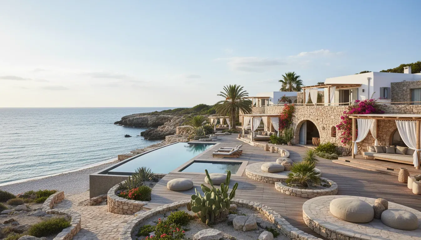 Can Bibi — The villa is situated on the beautiful islands of Ibiza and Formentera, offering a serene sea view atmosphere. The outdoor areas are generous, providing ample space to relax and connect with the natural surroundings.