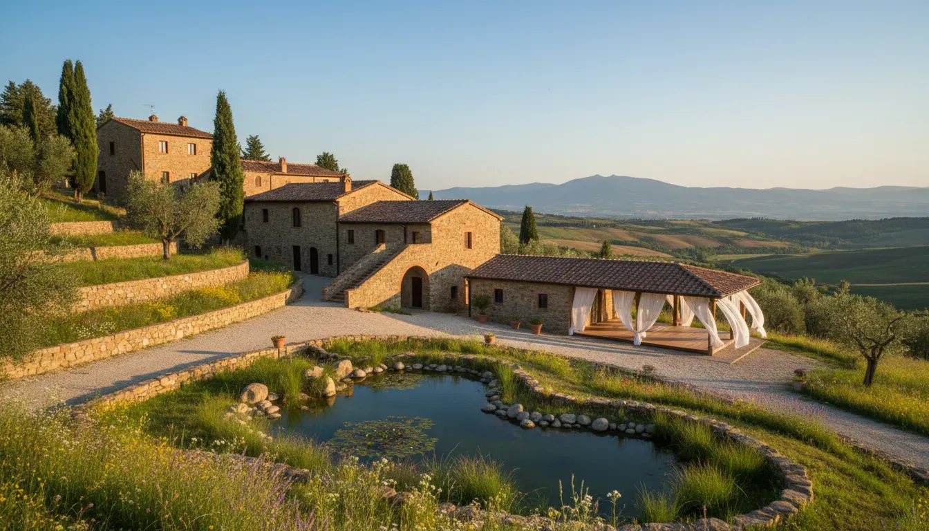 Casa del Sorriso — Casa del Sorriso is situated in the heart of Tuscany's natural beauty, near the small village of Elmo in the Grosseto province. The property boasts a quiet, green setting with picturesque views of the landscape, complete with a terrace and garden for guests to enjoy the serene outdoor environment.