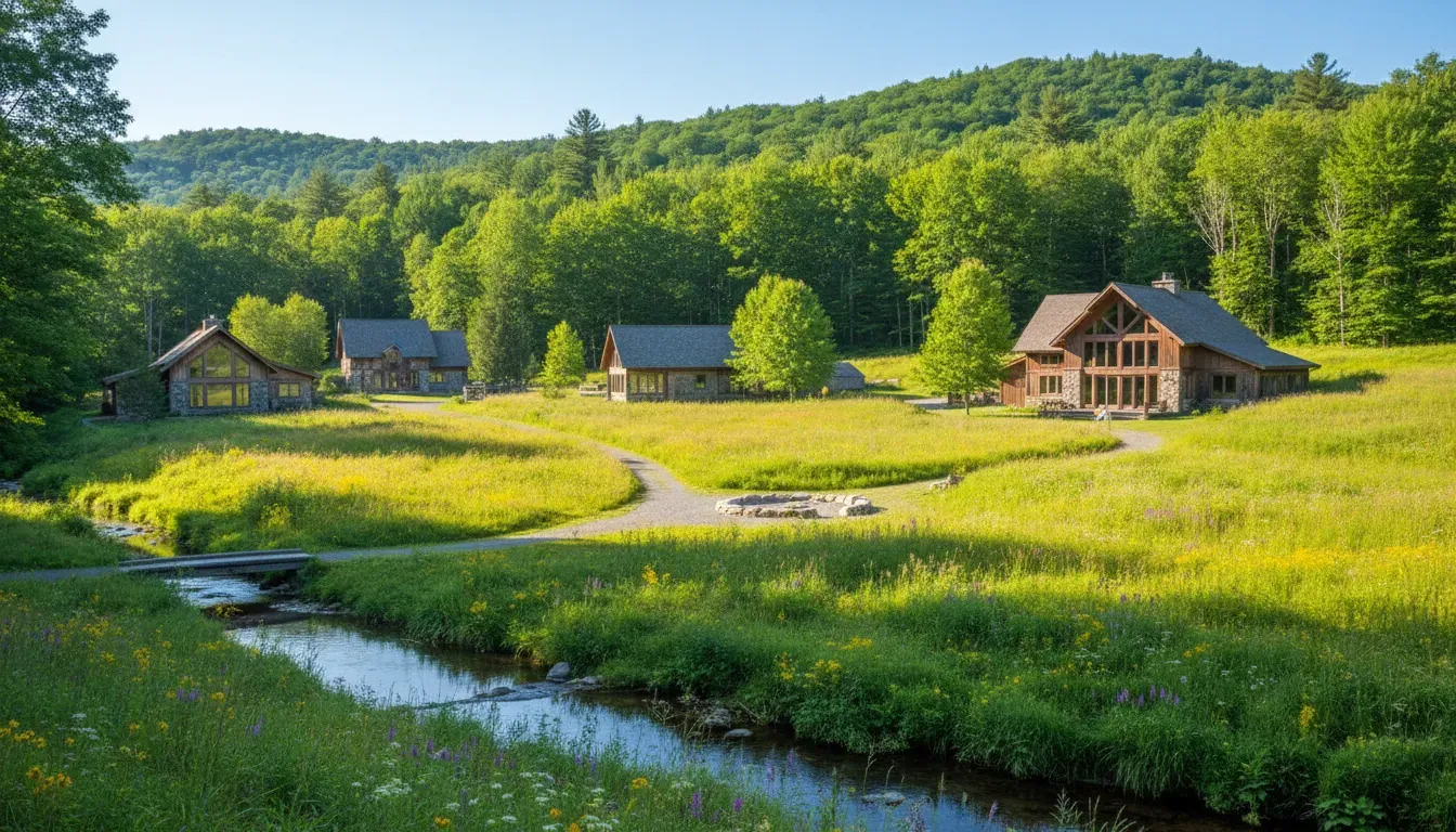 Common Ground Center — Nestled amidst Vermont's verdant landscapes, Common Ground Center provides a serene backdrop of green forests, sunny fields, and cool streams. The atmosphere is designed to be open and inviting, encouraging guests to immerse themselves in nature and embrace both lively and peaceful moments.