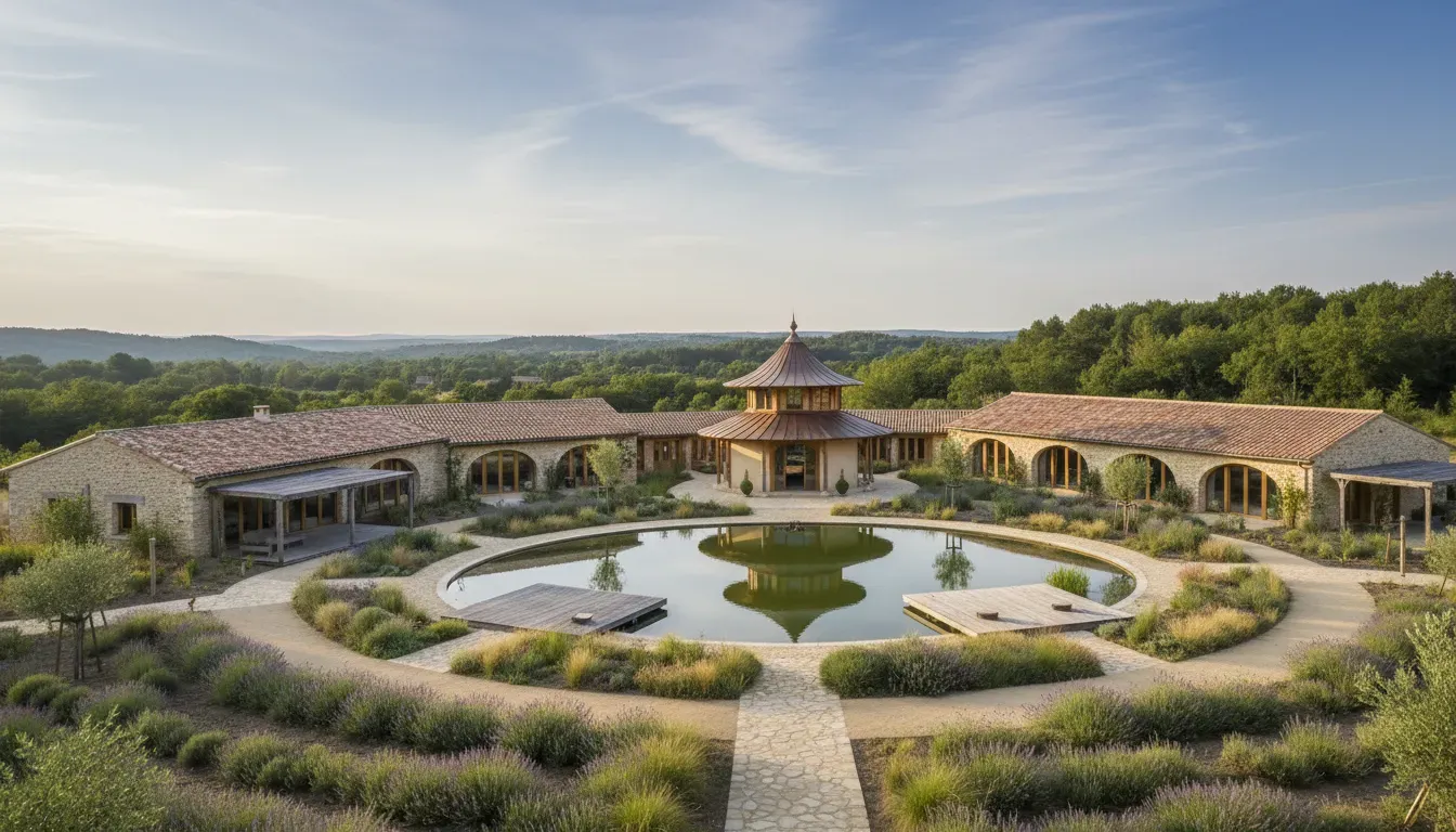 DOMAINE DE LA TISNERE — The center is situated within the Château de La Tisnère, built on a slope of the Gelos hillside. It is surrounded by a 15-hectare wooded park, classified as "Les Horizons Palois." The eastward-facing position provides a majestic panorama, encompassing Henri IV's castle and the distant Pyrenean peaks.