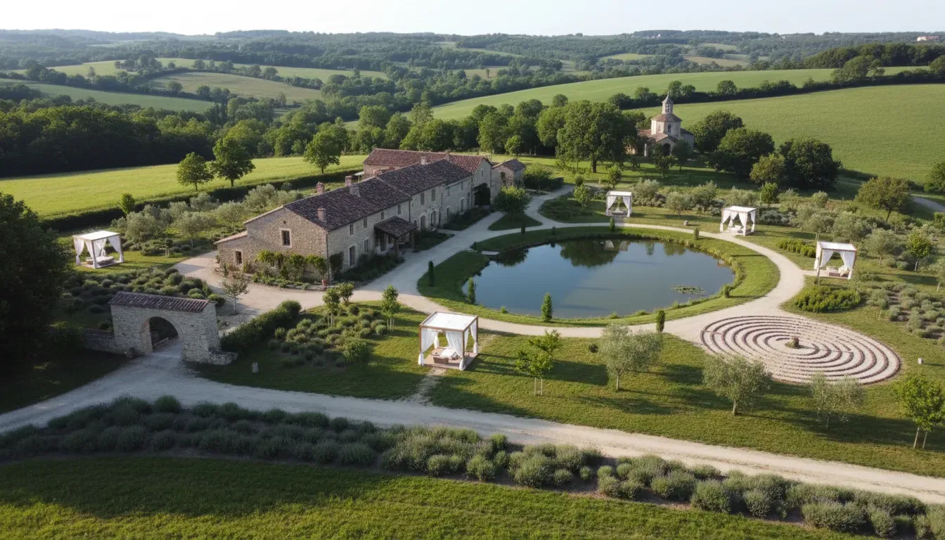 Domaine Majou — The exact location within France is not specified, but the name "Domaine" suggests a rural, perhaps estate-like setting. One can imagine rolling hills, quiet gardens, or perhaps a charming farmhouse atmosphere, ideal for disconnecting from daily life and focusing inward.