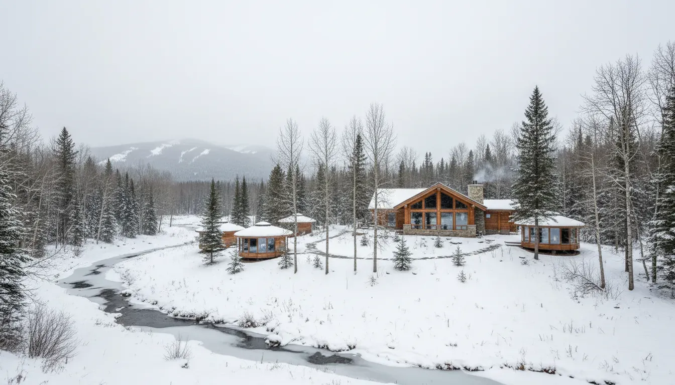 Folk Tree Lodge — The lodge is situated in the scenic area of Bragg Creek, known for its natural beauty and proximity to the foothills of the Canadian Rockies. This environment typically offers a serene backdrop of forests and open spaces, ideal for quiet contemplation and outdoor activities. The atmosphere is likely one of rustic charm, blending with the surrounding wilderness.