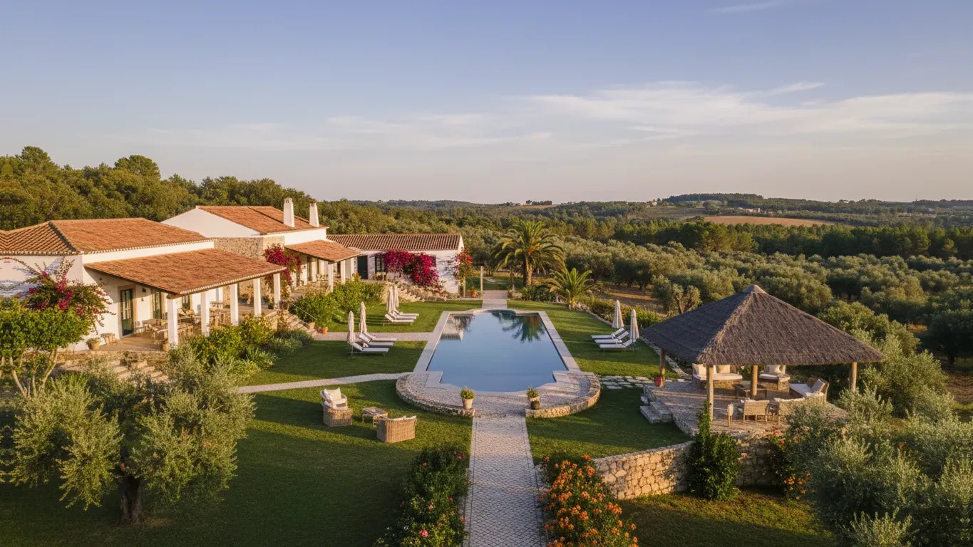 Herdade Cortesia — The center is situated within the rolling landscapes of Portugal, offering a peaceful countryside atmosphere. The architectural design is noted for its ability to evoke a sense of calm and comfort, creating an inviting environment for visitors.