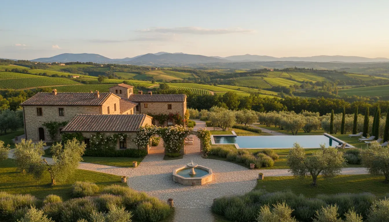 hotel buca di Michelangelo — The hotel is situated amidst the verdant landscapes of the beautiful Tuscan countryside, specifically in the ancient and charming village that holds the distinction of being Michelangelo Buonarroti's birthplace. The atmosphere is one of tranquility and historical resonance, surrounded by nature's calm.