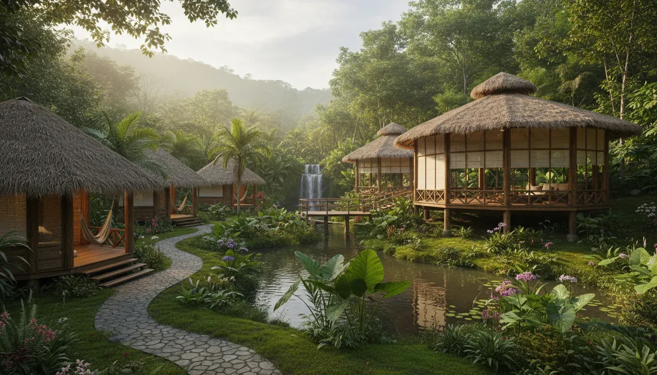 La Montana Azul — La Montana Azul is situated amidst the lush, vibrant jungle of Pérez Zeledón, Costa Rica. The center is bordered by a private nature reserve and the clear waters of the Talari River, creating a deeply immersive natural environment. The atmosphere is one of profound tranquility and connection to the wild.