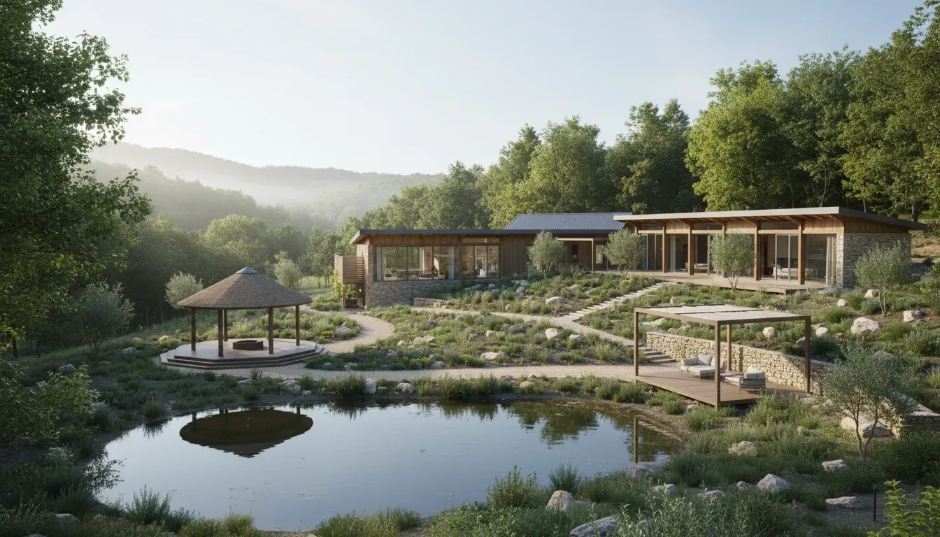 Le Vaquier — The center is located in the tranquil hills of Soudorgues, providing a serene backdrop for introspection and creative pursuits. The natural environment is a key component of the experience, inviting guests to fully engage with their surroundings.