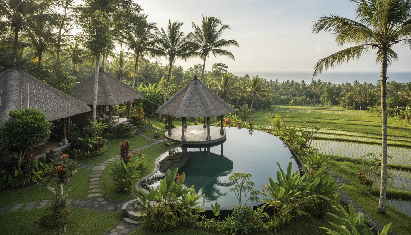 Maha Retreats Bali — Maha Retreats Bali is situated in Tabanan, a region known for its lush tropical nature and proximity to the ocean. The environment is designed to be a peaceful sanctuary, fostering a sense of calm and providing a natural backdrop for healing and introspection. Expect to be surrounded by vibrant greenery and the soothing sounds of nature, with the refreshing ocean breeze not far away.