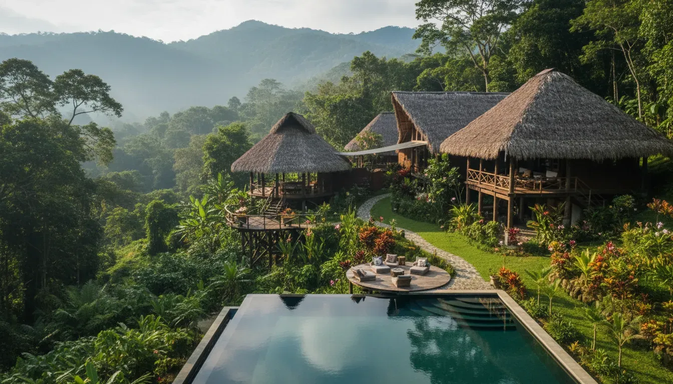 Mystica Lodge & Retreats — The lodge is situated in the verdant landscapes of Costa Rica, known for its rich biodiversity and serene natural environments. Imagine waking to the sounds of tropical birds and spending your days surrounded by lush foliage, offering a profound sense of peace and detachment from urban life. The atmosphere is one of quiet contemplation, enhanced by the natural beauty of the region.