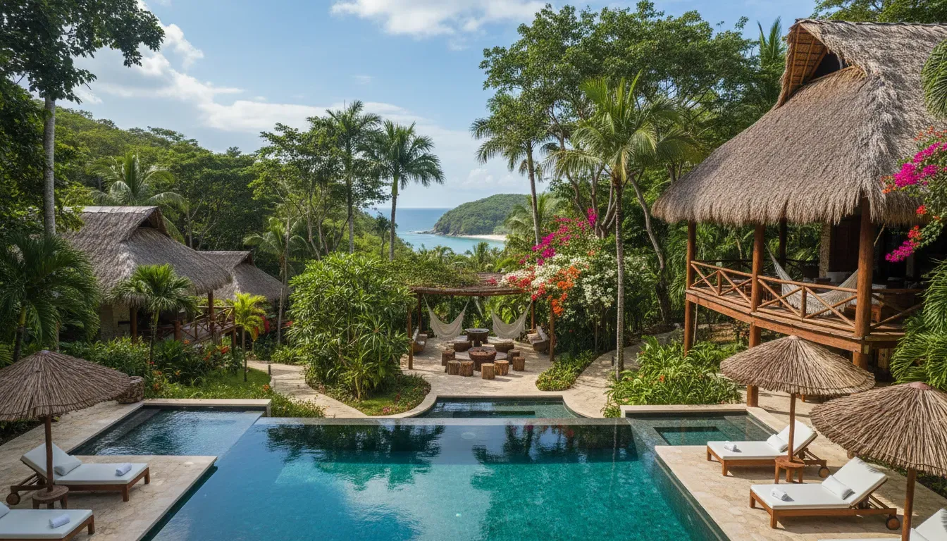 Nomada Wellness Hotel — Nomada Wellness Hotel is situated in Sayulita, a colorful and energetic beach town on Mexico's Pacific coast. The area is characterized by its lush tropical surroundings, sandy beaches, and a lively atmosphere with a mix of local culture and international visitors.