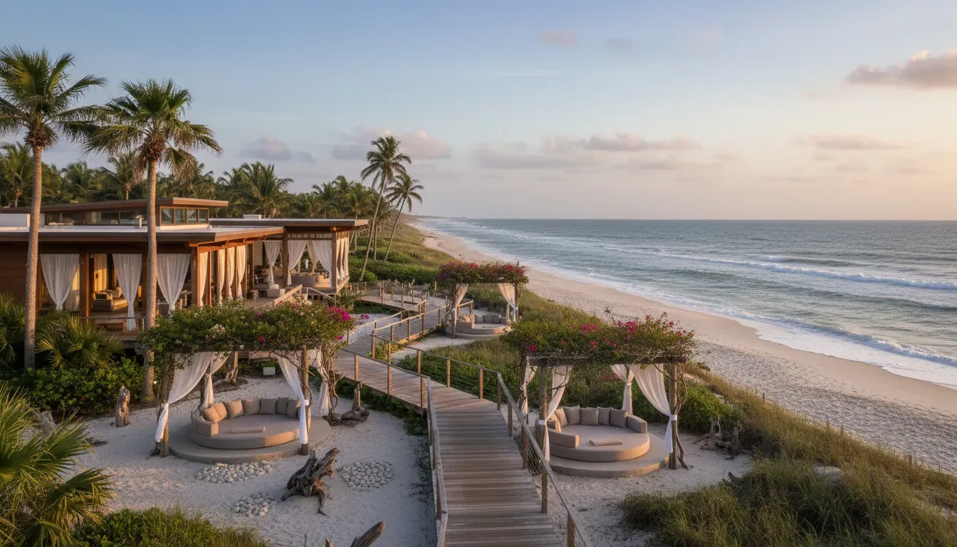 North Beach — The retreat is situated along the quieter stretches of the Carolina Coast in North Myrtle Beach, offering direct access to serene beaches. The atmosphere is one of refined elegance, with the natural beauty of the ocean providing a calming backdrop.