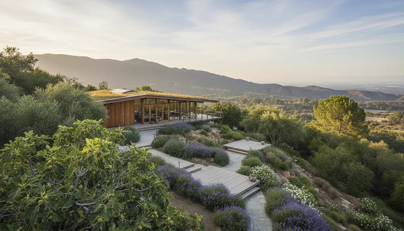Patrick Sperry — Perched on the renowned energy vortex of Mt. Helix, this sanctuary is enveloped by a vibrant natural landscape. Expect lush greenery, an abundance of fruit trees, and breathtaking, sweeping mountain vistas that create a serene and inspiring atmosphere.