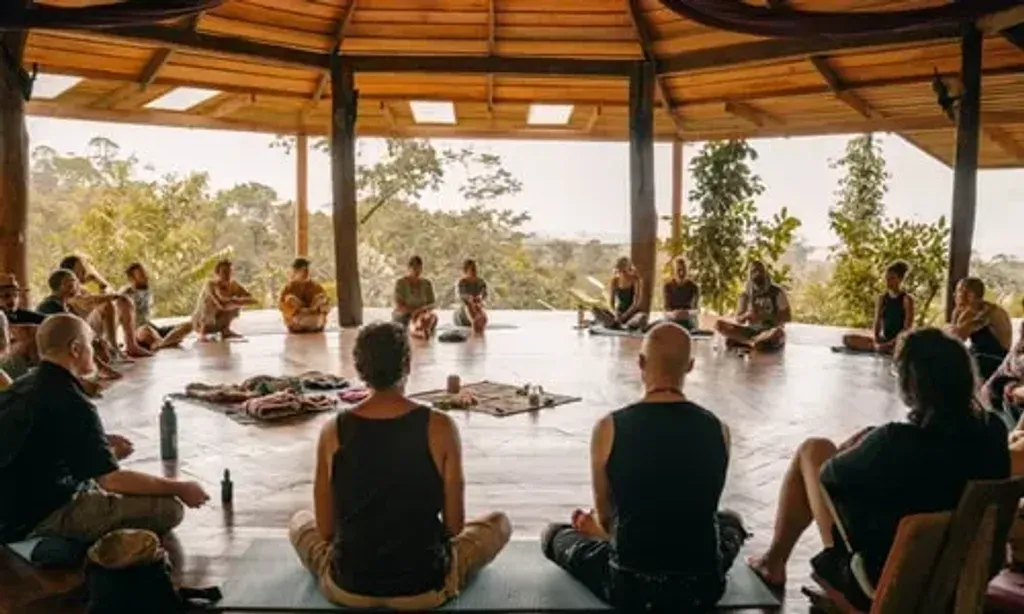 Protopia Community — The center is located in the lush hills of Nuevo Arenal, Costa Rica, surrounded by dense jungle, natural spring water, and stunning mountain views. It provides open-air spaces and a sacred atmosphere that encourages deep rest and connection with the natural world.