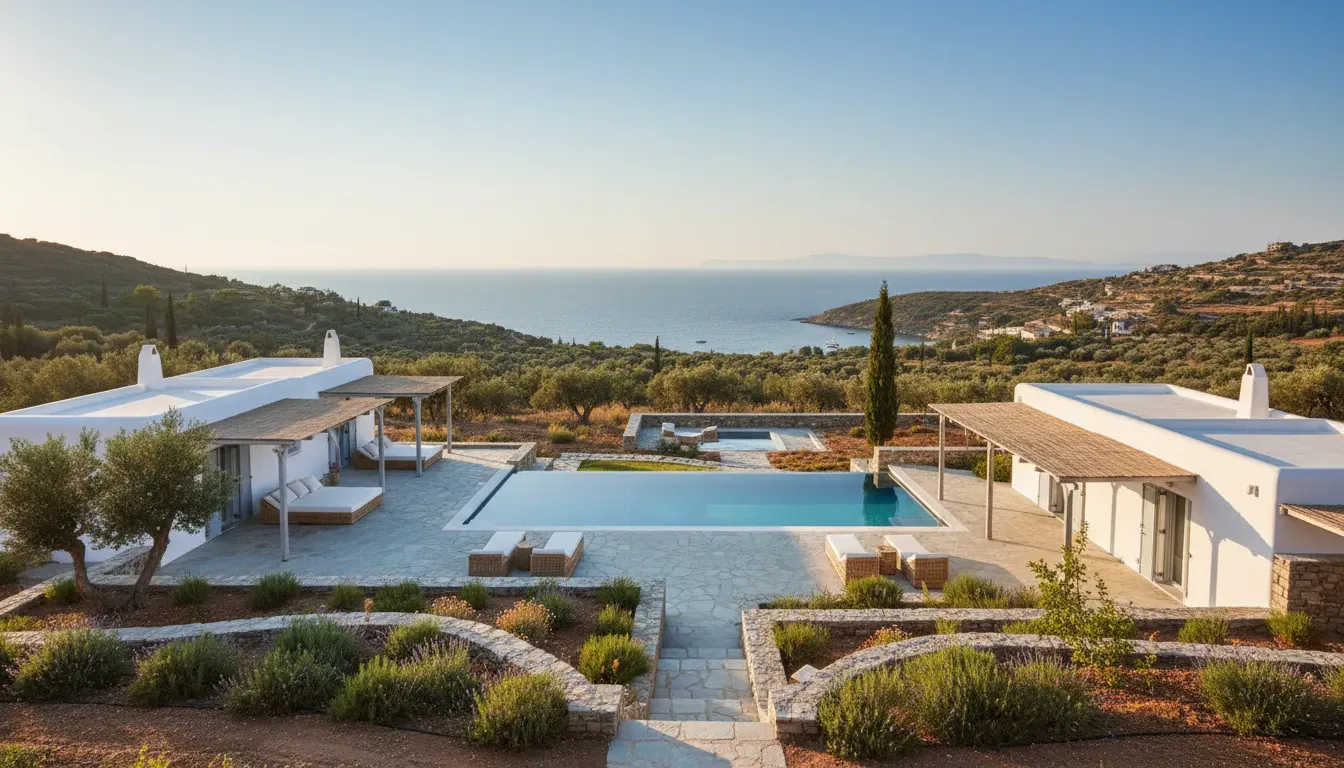 Sacred Well Retreat in Private Villa — The retreat unfolds in a quiet, nature-rich area of Crete, enveloped by open land, fresh sea air, and a network of walking paths. This environment is specifically chosen to support deep rest, a sense of slowness, and a feeling of being embraced by the natural surroundings.