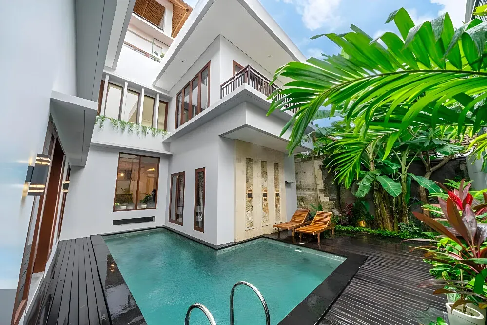 Sanur Villa — set in the vibrant yet peaceful area of Sanur, Bali, the villa provides a lush tropical backdrop. The atmosphere is one of serene luxury, with ample space to find both communal connection and private solitude amidst the island's natural beauty.