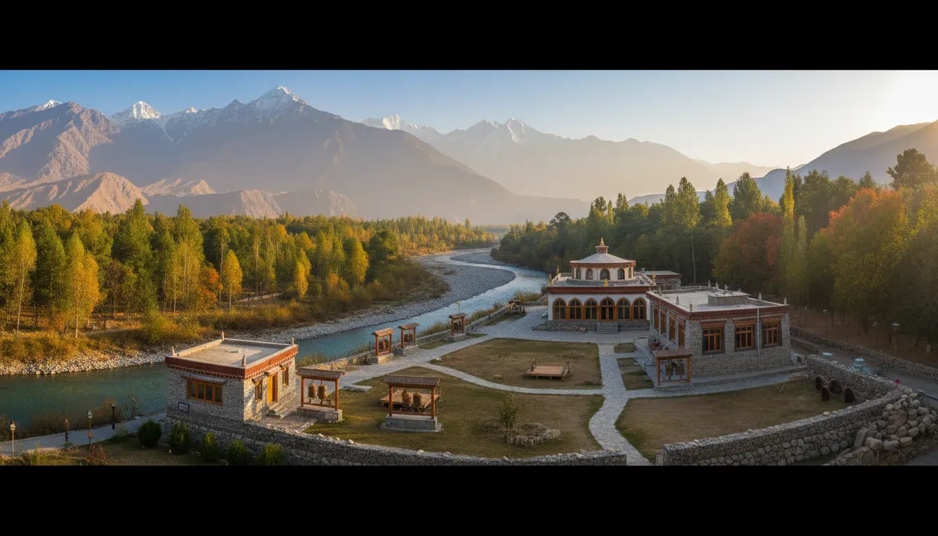 Secret luxury stay — This resort is situated in a peaceful village at the southern end of Leh, offering a tranquil escape from the main town. It rests on the banks of the gleaming Indus River, surrounded by the picturesque Himalayas. A government-declared forest site nearby attracts a variety of Himalayan birds, making it ideal for nature enthusiasts.
