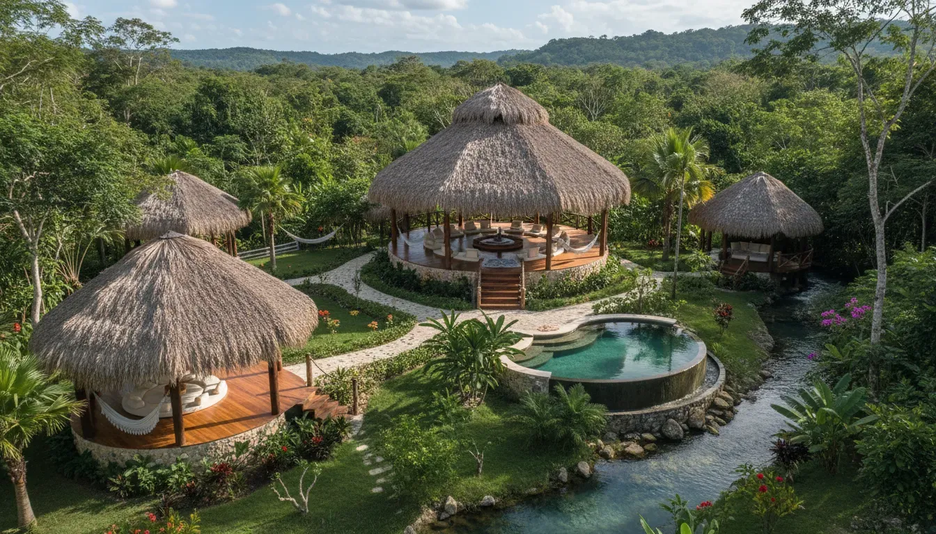 Selva y Mar. Cabañas Pizota — Pizota is a natural sanctuary where the dense jungle meets the expansive ocean. The atmosphere is one of profound tranquility, inviting guests to slow down and immerse themselves in the natural rhythms of the environment. Expect open views of the sea and direct access to pristine, soft sandy beaches.