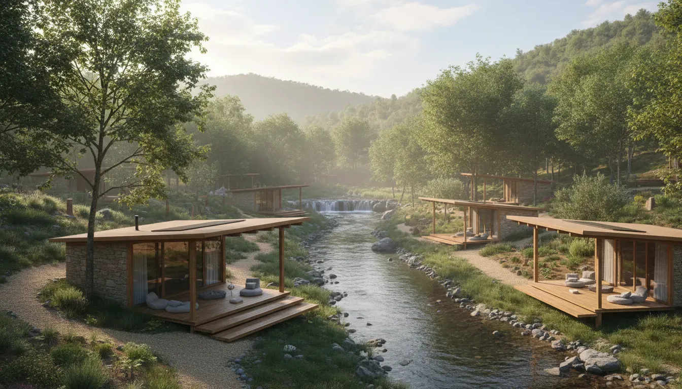 Silent Retreats Portugal — The retreat is situated in a picturesque spot on the Alva River in Central Portugal. The location is off-grid and secluded, allowing guests to feel completely immersed in the natural surroundings.