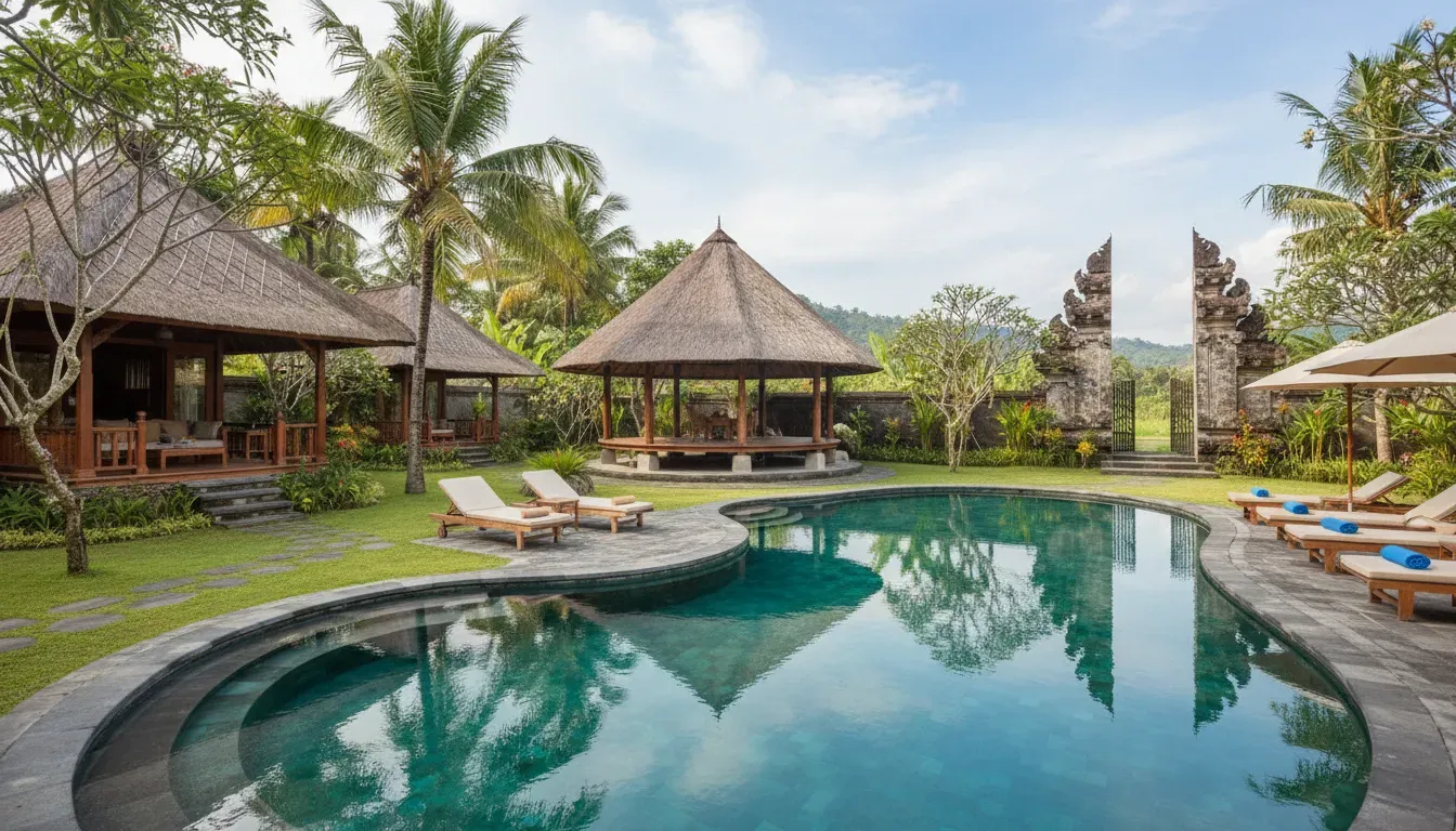 Tattva Uluwatu, Surf & Yoga Retreat — Located in Jimbaran, Badung Regency, the retreat offers a tropical garden setting with an outdoor swimming pool. The atmosphere balances active pursuits with opportunities for quiet relaxation, all within easy reach of Bali's natural beauty and cultural sites.
