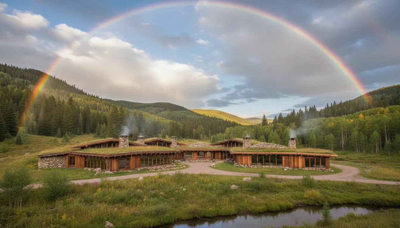 The Copper Lodge — Surrounded by untouched natural beauty, The Copper Lodge is a ranch in Colorado, characterized by its peaceful and private atmosphere. The setting is enhanced by the state's ever-changing skies, occasionally gracing visitors with rainbows, creating a serene and picturesque environment.