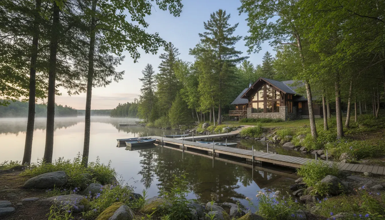 The Forest Hill Lodge — The Forest Hill Lodge is situated on the shores of Lovesick Lake, within the picturesque Kawarthas region of Ontario, Canada. The atmosphere is one of natural serenity, with the lodge nestled among trees, providing a peaceful lakeside environment.