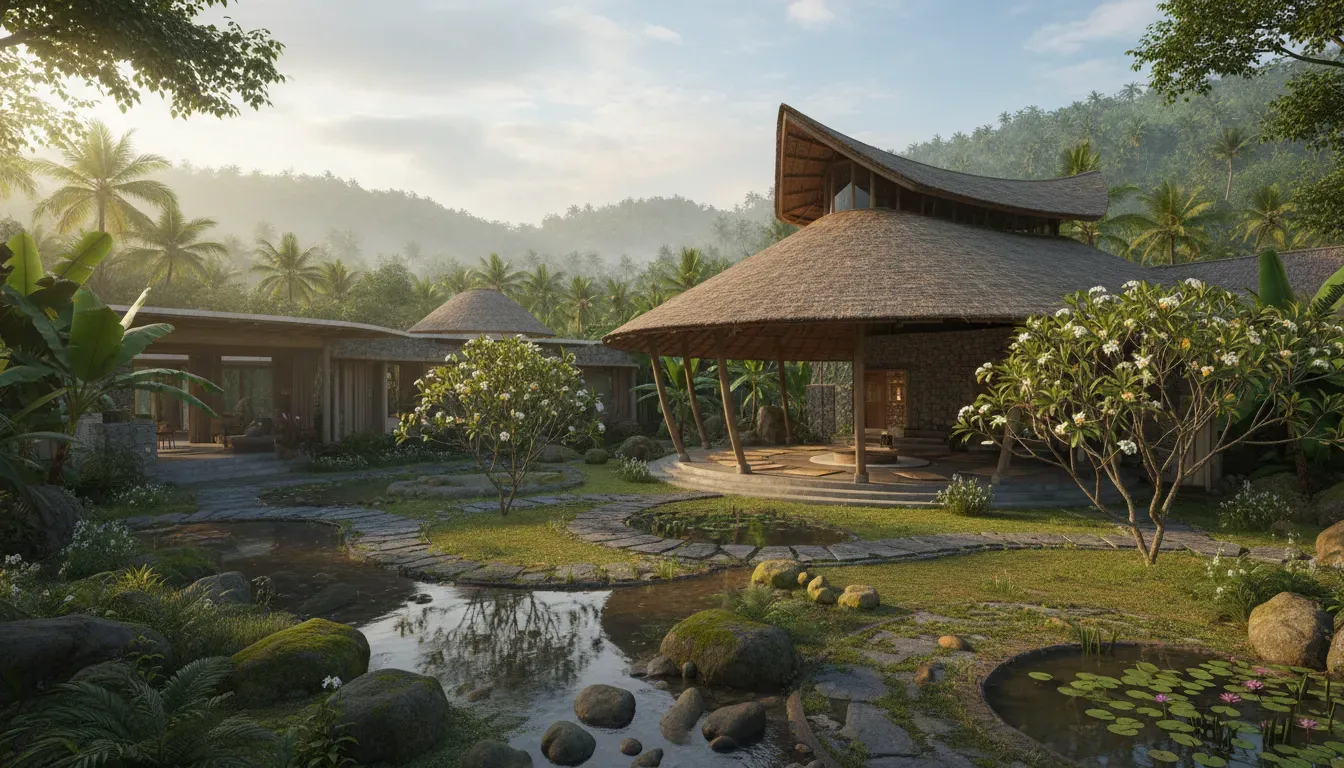 Touchwood Bliss — Surrounded by lush mountains and verdant greens, Touchwood Bliss offers a serene escape. The atmosphere is characterized by gentle winds and a profound silence, creating a peaceful environment where nature's presence is deeply felt.