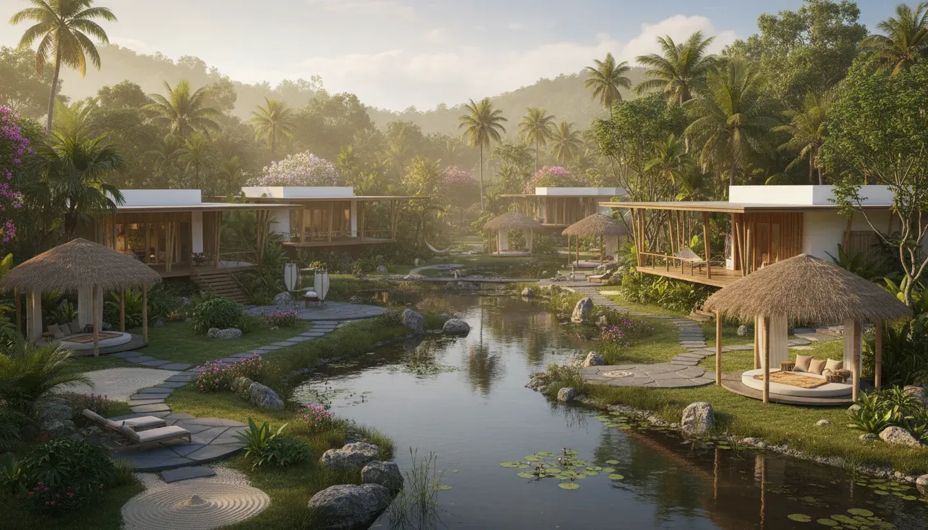 Vande Ritual Wellness Hotel — While the address is unknown, the description paints a picture of a tranquil setting with sprawling grounds, suggesting ample space for quiet contemplation and outdoor relaxation. The intentional design of the property aims to create an atmosphere conducive to unwinding and finding personal peace.