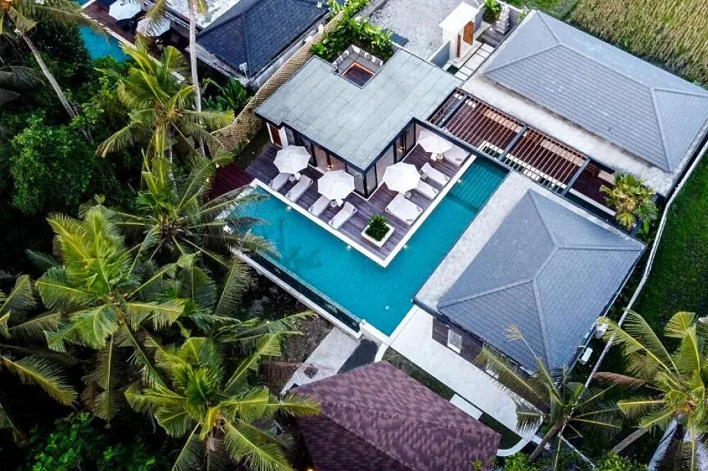 Villa Hanuman — Located on the island of Bali, known for its spiritual atmosphere and natural beauty.