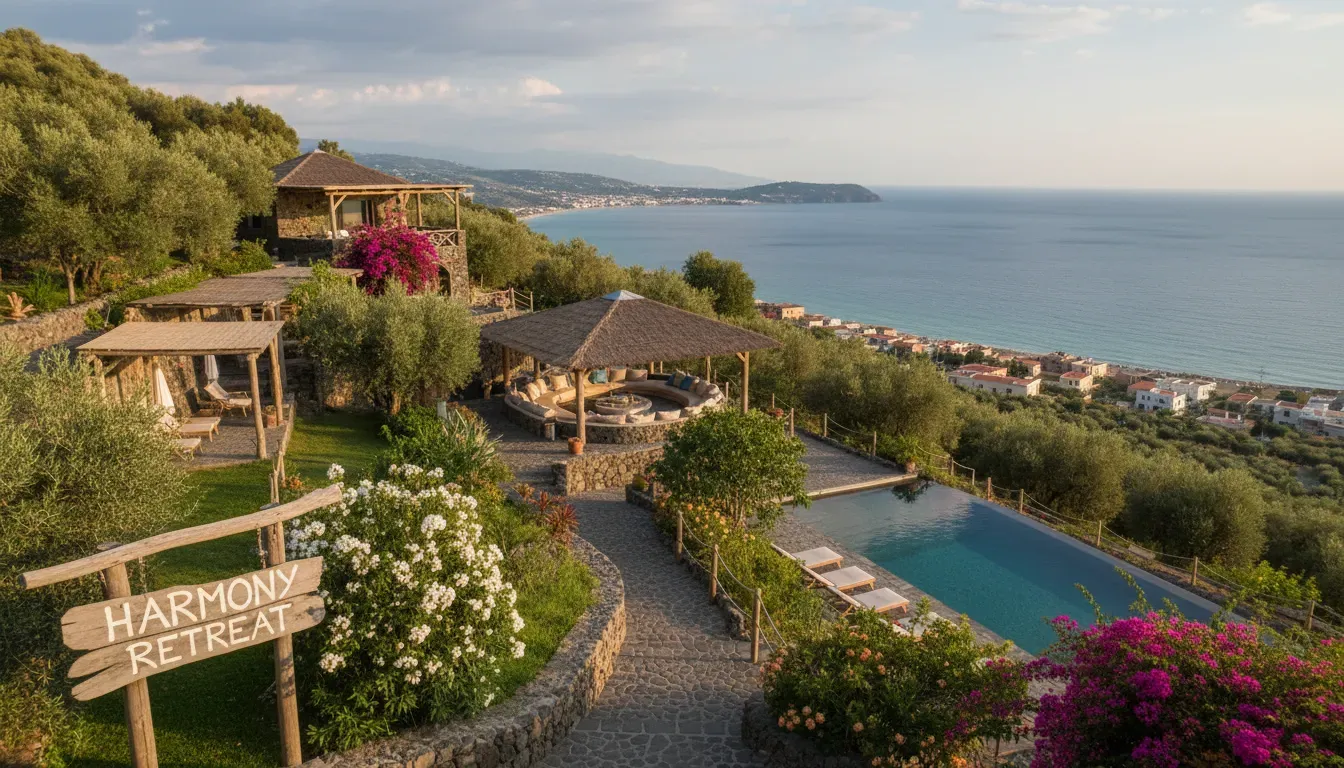 Villa Sirena — The retreat is situated in a picturesque corner of Ischia, where lush green landscapes meet the vibrant blue of the sea. It's a short walk from the charming village of Lacco Ameno and the beautiful San Montano Bay, providing a scenic and accessible environment.