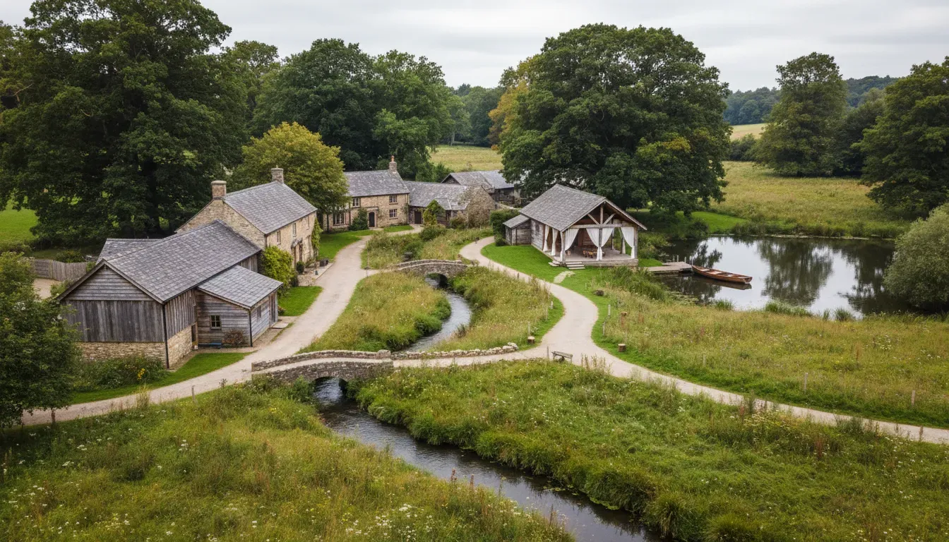 Weston Cottage — Nestled within Surrey’s lush countryside, Weston Cottage is surrounded by expansive farmland, woodland, and quiet country roads. This rural setting provides a profound sense of calm and privacy, creating an ideal atmosphere for introspection and relaxation.