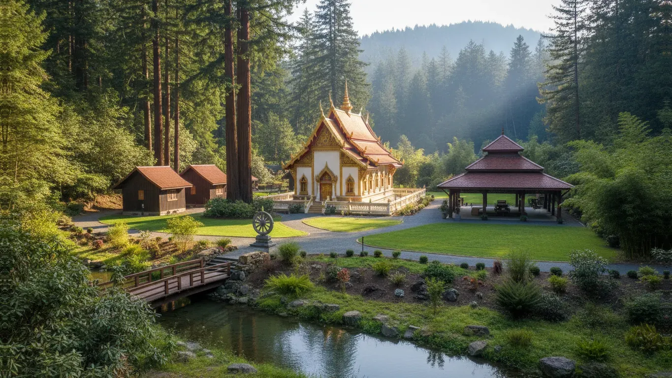 Mahamevnawa Meditation Monastery of Florida — The monastery is situated in Tampa, Florida, offering a local retreat option within an urban environment. While specific details about the immediate landscape are not provided, its location suggests accessibility for those living in or visiting the Tampa area.