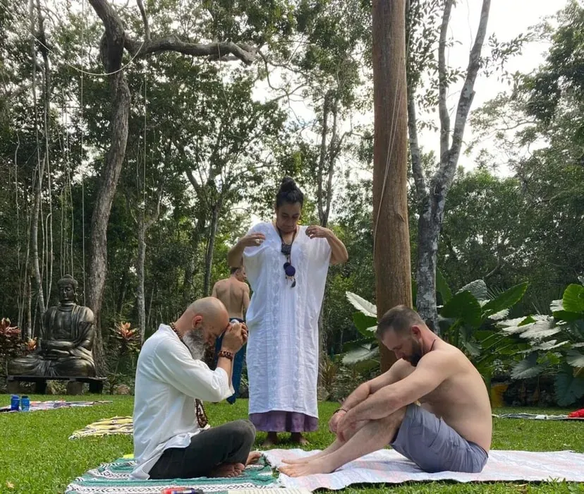 Alfonso & Addy Healing — This retreat unfolds within a sacred jungle sanctuary, where the vibrant energy of nature converges with a profound sense of spirit. Serene paths wind through lush greenery, leading to a private cenote, an ideal spot for meditation and deep connection. Every corner of this space encourages stillness, healing, and renewal, providing an immersive natural environment for introspection.