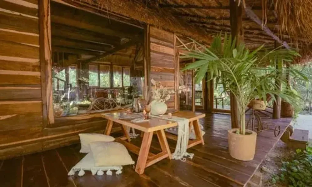 Aloha Mana Pono retreats — Madre Tierra eco habitat is an oasis in the jungle, where the natural world's loving embrace can be experienced in both its raw and gentle forms. Sunlight filters through majestic trees, creating an illusion of a mystical fairytale, and a rich feminine energy abounds, inviting soulful healing.