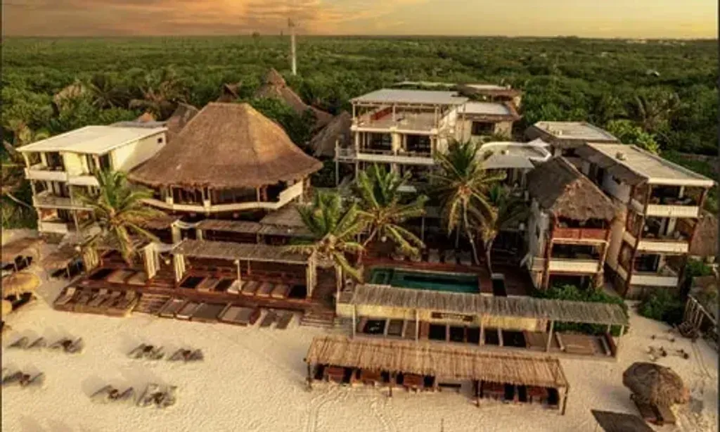 Amansala — Amansala is located directly on the stunning beaches of Tulum, offering guests immediate access to the Caribbean Sea. The surrounding area is rich with natural beauty and cultural sites, including ancient Mayan ruins and refreshing cenotes. The atmosphere balances tranquil beachfront relaxation with opportunities for exploration and activity.