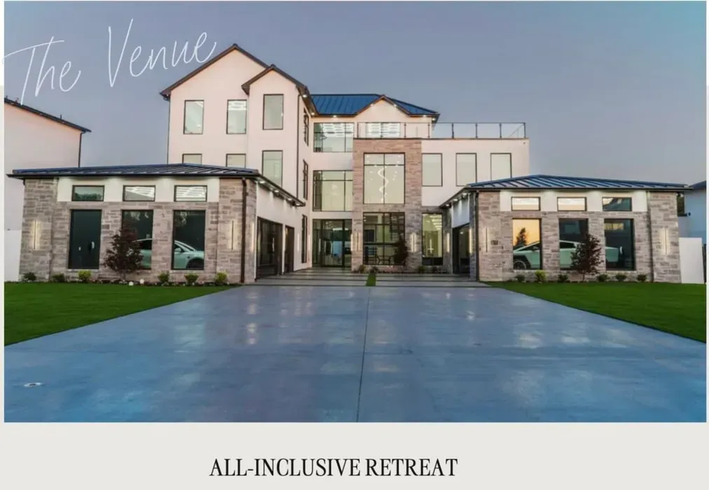An Imperfectly Perfect Life — The retreat unfolds at the Frisco Diamond Estate, a private sanctuary nestled within Frisco's most exclusive gated community. Perched on the shores of Lake Lewisville, the estate boasts unobstructed water views, providing a serene backdrop for reflection and rejuvenation, especially during its famed sunsets. Inside, the atmosphere is one of refined elegance, combining sophisticated architecture with modern amenities.