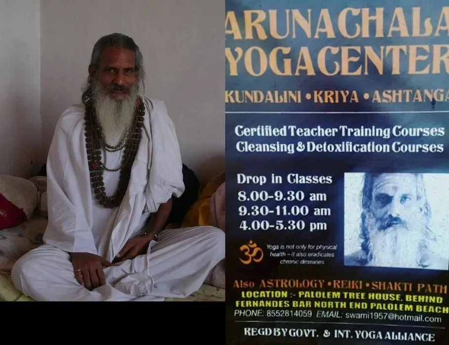 Arunachala Yogacenter — The center is located on the picturesque Palolem Beach in South Goa, known for its serene beauty and relaxed atmosphere. It's situated conveniently behind Fernandes Bar, offering easy access to the beach and its surroundings.