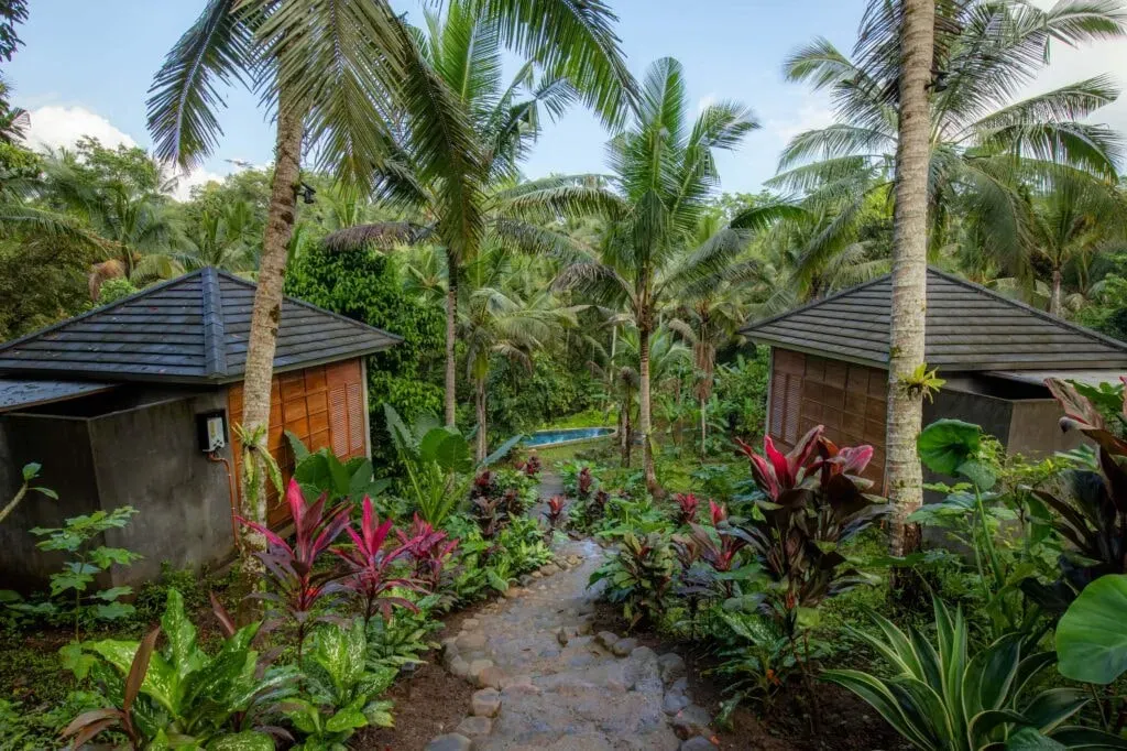 Bali Secret Jungle — set in an untouched Balinese village, the retreat is surrounded by lush natural forest. The atmosphere is one of serene tranquility, offering a genuine escape into nature while fostering a deep connection with local culture and community life.