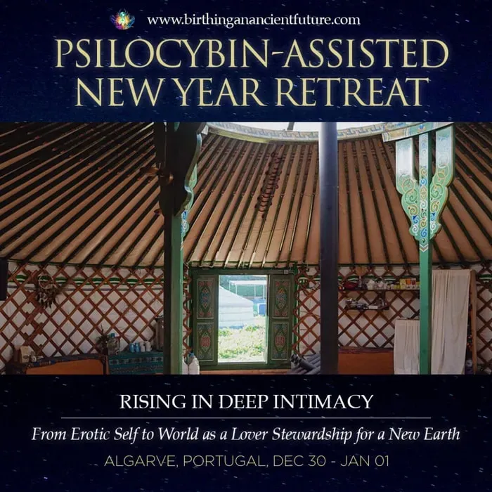 Birthing an Ancient Future — The retreat is situated within a remote Sacred Nature Sanctuary, an ecological project dedicated to conscious living. Surrounded by nature, the venue features ecological housing, permaculture gardens, and a serene atmosphere designed to foster deep connection with the natural world. The main ceremony hall is a giant tipi, adding to the unique, immersive experience.
