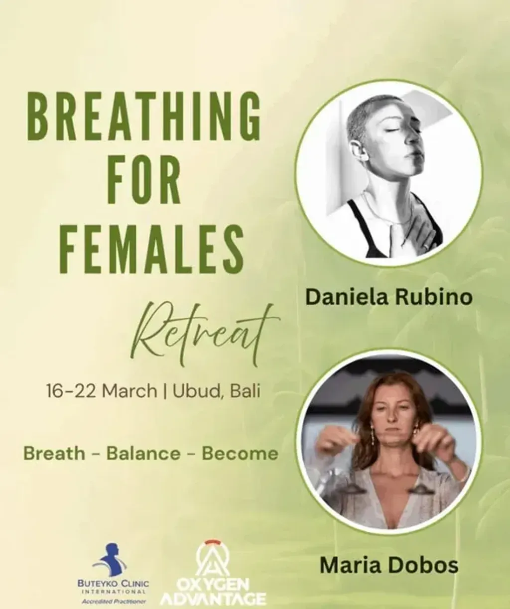 Breathing for Females — set in the peaceful village of Sayan, Ubud, the Arya Arkananta Retreat Centre is a serene sanctuary. It's surrounded by lush rice fields and tropical greenery, offering a refined yet grounding atmosphere where the natural beauty of Bali encourages a slower pace of life and sensory restoration.