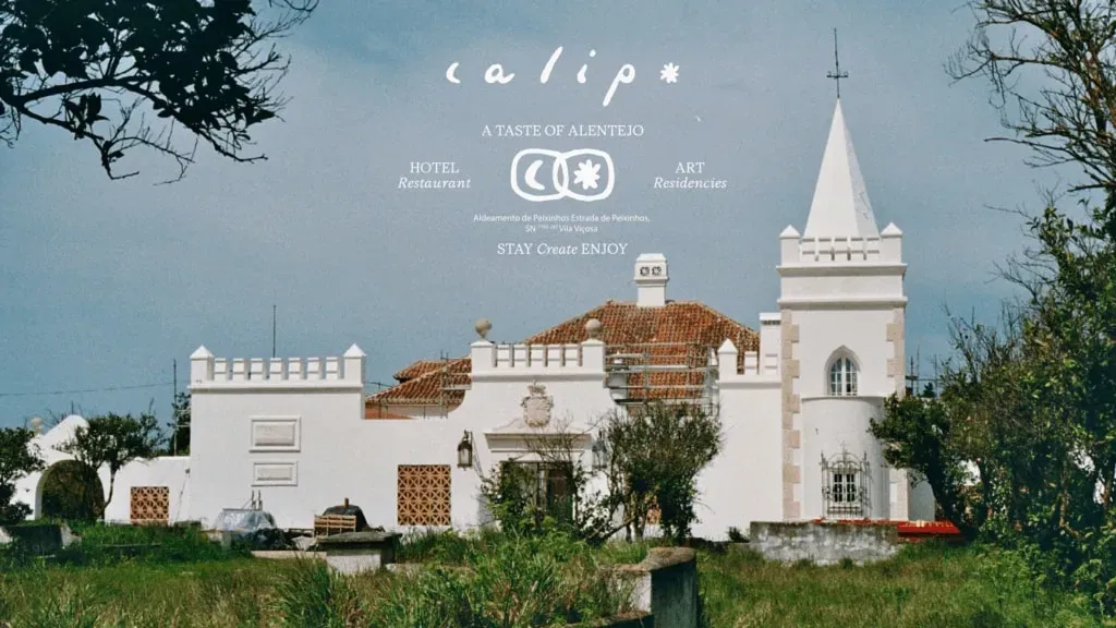 calipo — Calipo is set within a private 14-hectare estate in the golden plains of Alentejo, Portugal, surrounded by olive groves. The atmosphere is one of profound silence and dark skies, providing a canvas for slow living and deep introspection. The landscape combines raw nature with striking modernist architecture, creating a serene and inspiring environment.