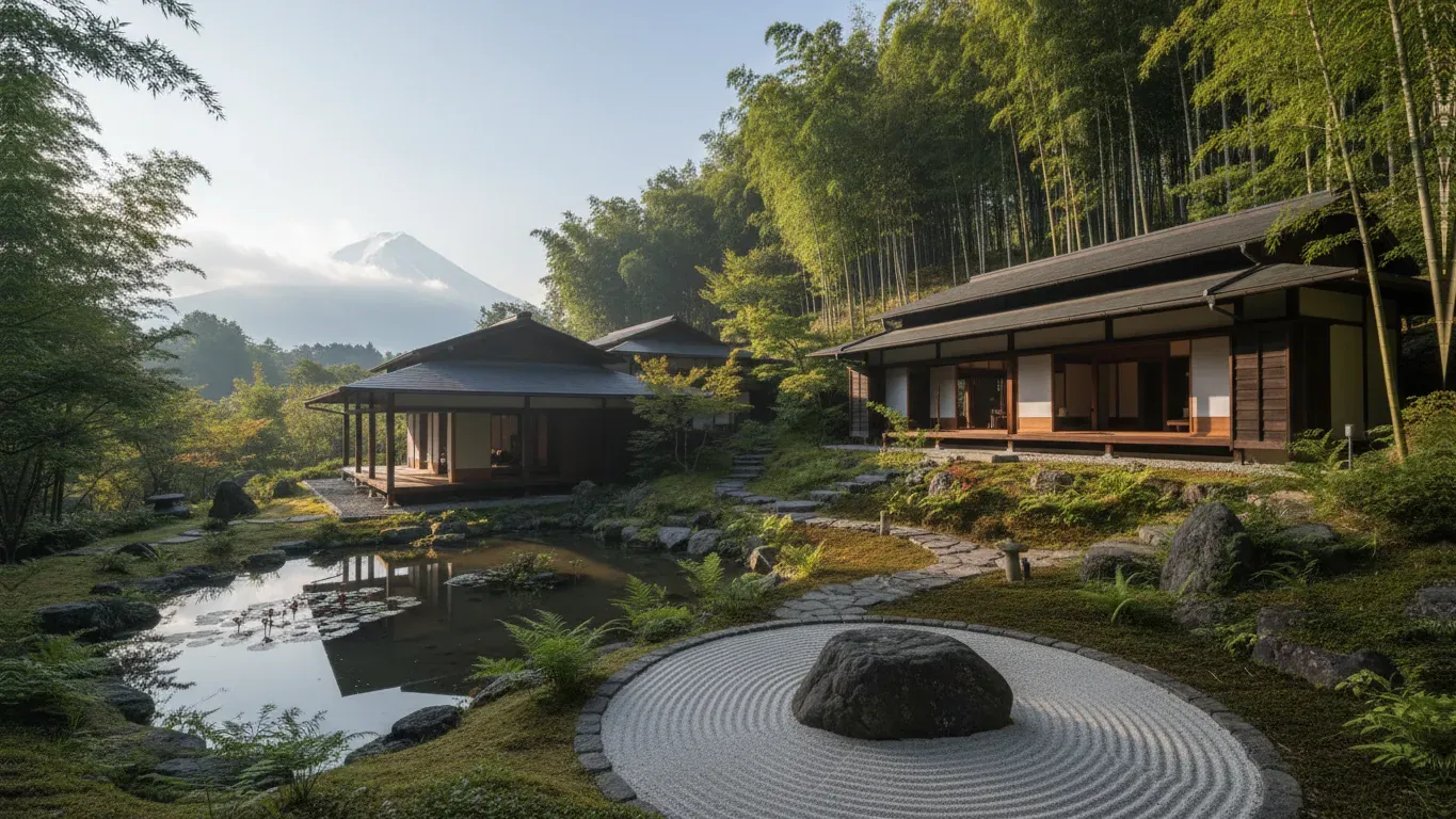 Flow Into Your Highest Potential — The retreat is housed in a thoughtfully designed building, featuring a large yoga room that offers views of rolling fields. The property includes various indoor and outdoor spaces for relaxation and dining, all contributing to an atmosphere of calm and spaciousness.