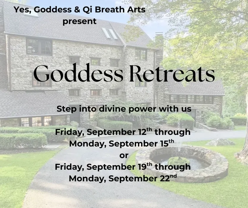 Goddess Retreats — The retreat unfolds on 12 acres surrounding a magnificent 1890 Chateau. This four-story, 5000 sq ft estate offers a blend of historic charm and modern comfort, providing a serene and secluded atmosphere for reflection and rejuvenation. The expansive grounds invite quiet contemplation amidst natural beauty.
