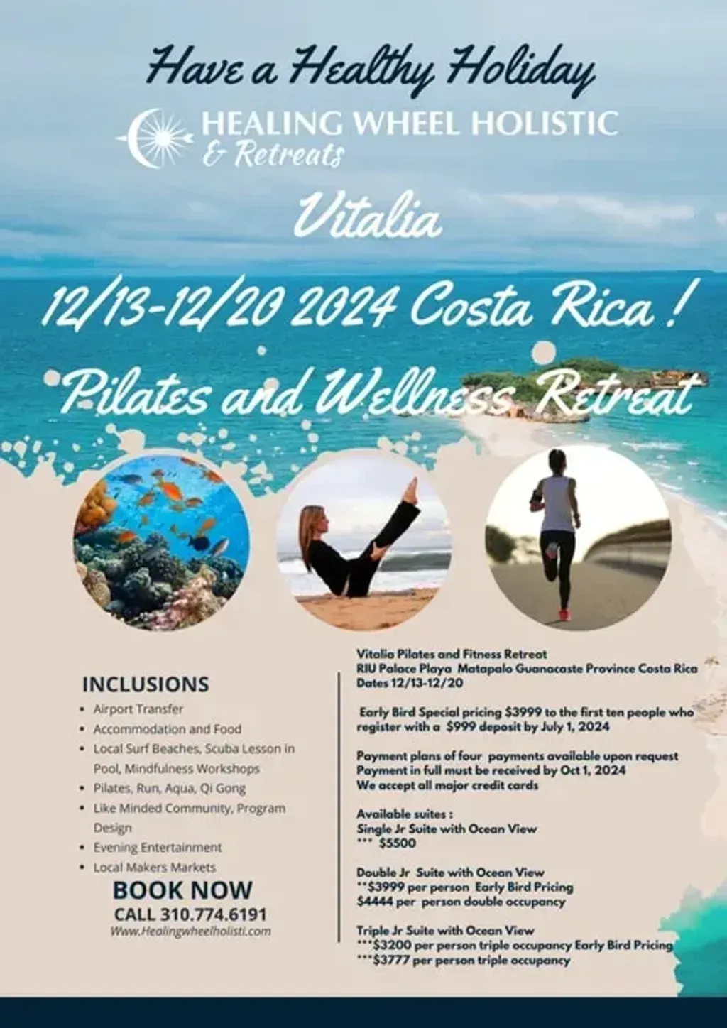 Healing Wheel Retreats & Travel — Located on the edge of Matapalo beach in Guanacaste, Costa Rica, the Hotel Riu Palace offers a vibrant, resort atmosphere. Surrounded by lush tropical landscapes, the venue provides a blend of natural beauty and upscale amenities, making it a comfortable base for exploration and relaxation.
