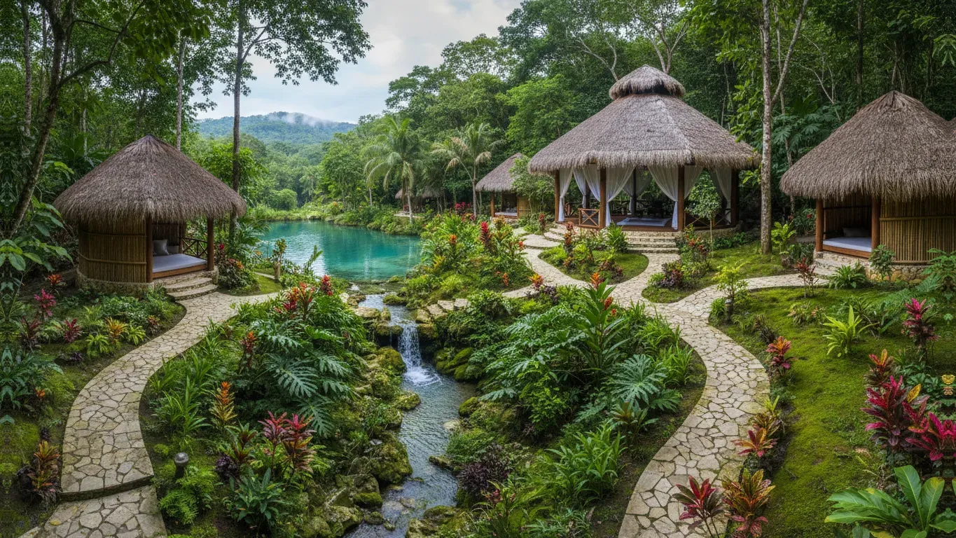 LIGHT PORTAL — set in the magical town of Izamal, Yucatán, LIGHT PORTAL offers a serene escape amidst lush natural surroundings. The facilities are designed to blend harmoniously with the environment, creating a peaceful and integrated atmosphere. Expect a tranquil setting where nature is a constant companion.