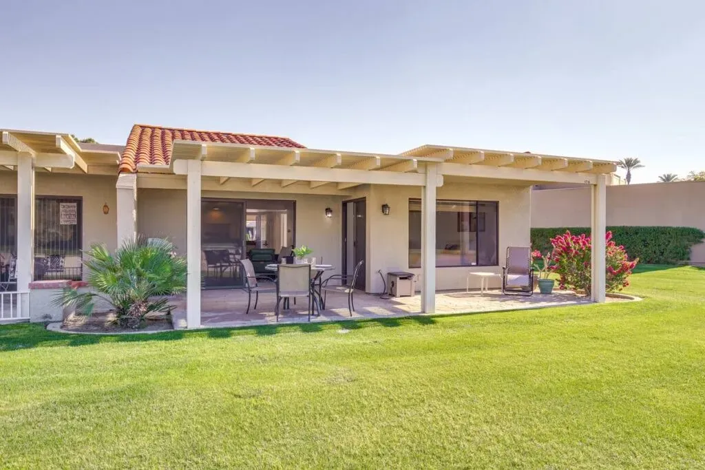 Luxury Wellness Experience — The retreat is set within a luxury townhouse in Palm Desert, California, offering an elegant and spacious environment. Guests can enjoy a private outdoor oasis with scenic desert views, and the property overlooks the lush greens of a golf course, providing a tranquil and upscale atmosphere.