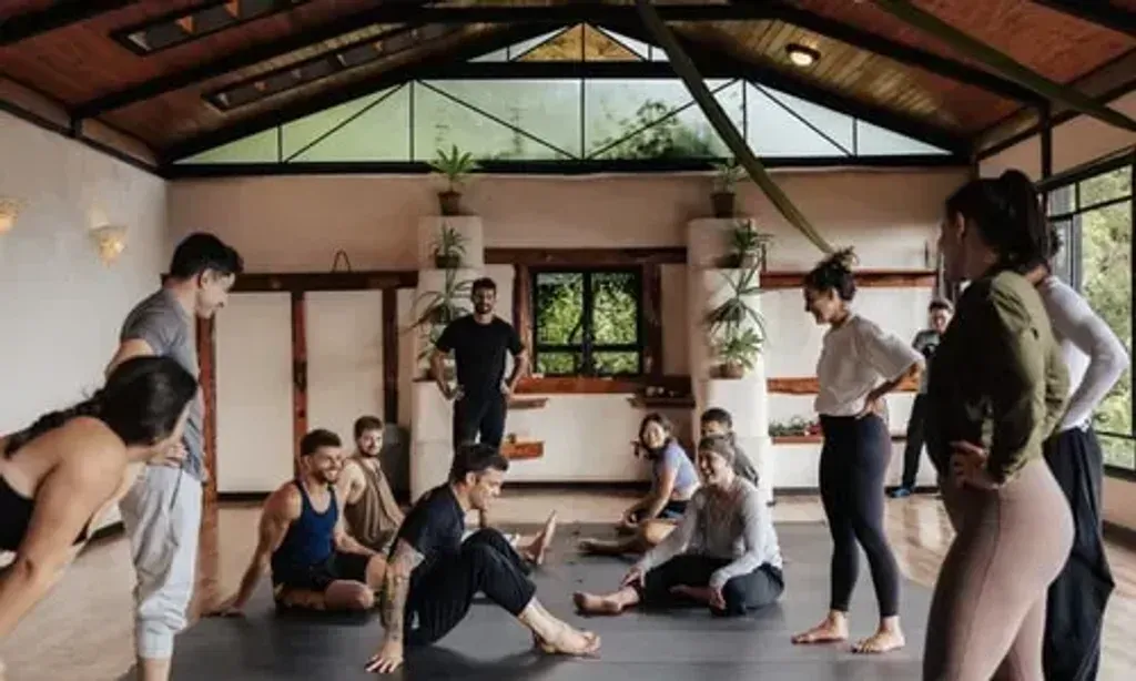 Movement & Somatic Retreat — set in the scenic surroundings of Antigua, Guatemala, the retreat offers a serene natural environment. The venue includes a beautiful movement shala and an outdoor grass space, allowing for sessions to take place both indoors and under the open sky, blending practice with the natural landscape.