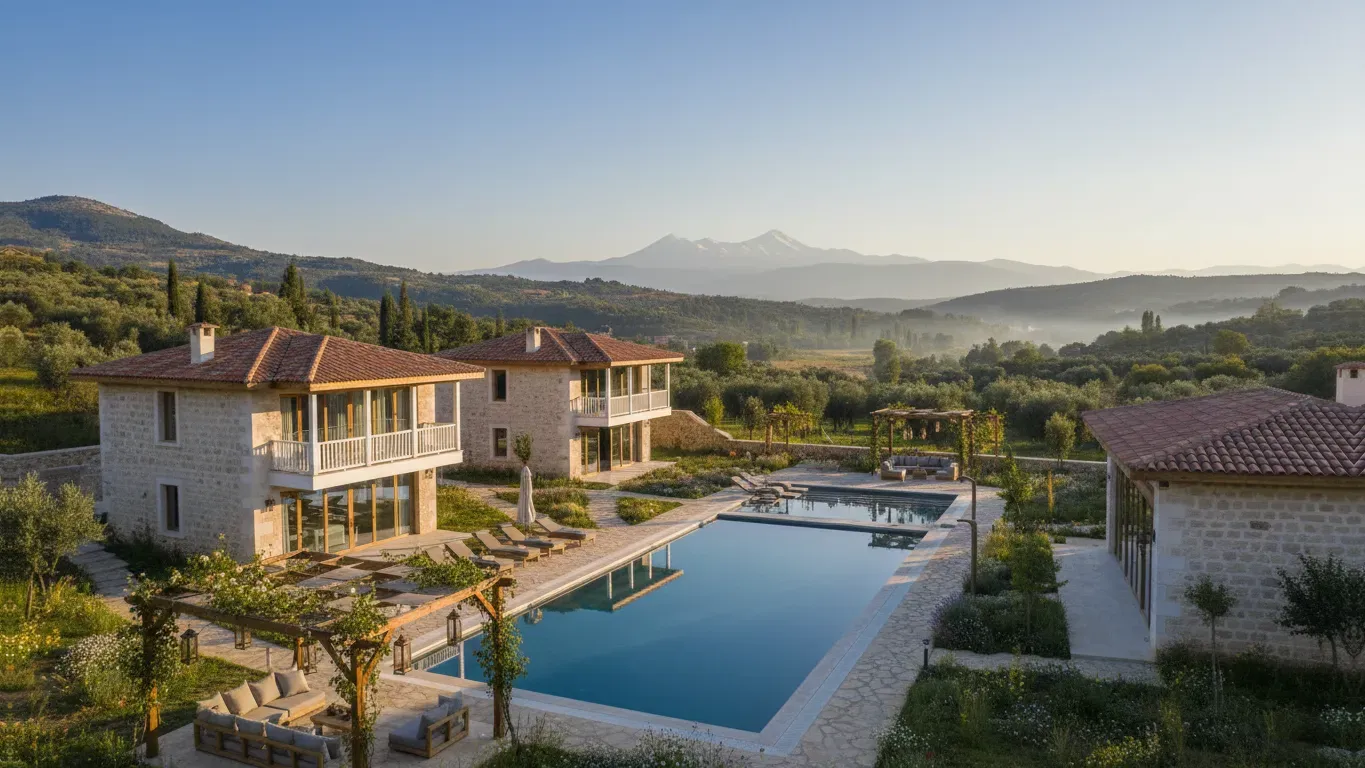 Private — The villas are situated in Kalkan's Lavanta area, just off the main road leading into Kalkan. This location offers a blend of accessibility and a sense of retreat, surrounded by the natural beauty of the Kaş/Antalya region in Turkey.