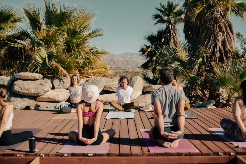 ReWild — The center is set amidst 40 acres of desert landscape in Desert Hot Springs, transformed into a lush oasis. Natural hot springs bubble up from the earth, and a small lake shimmers under the desert sun. Guests can wander through a meditation garden, explore a date farm, and enjoy the shade of a citrus grove, all contributing to a peaceful and restorative atmosphere.