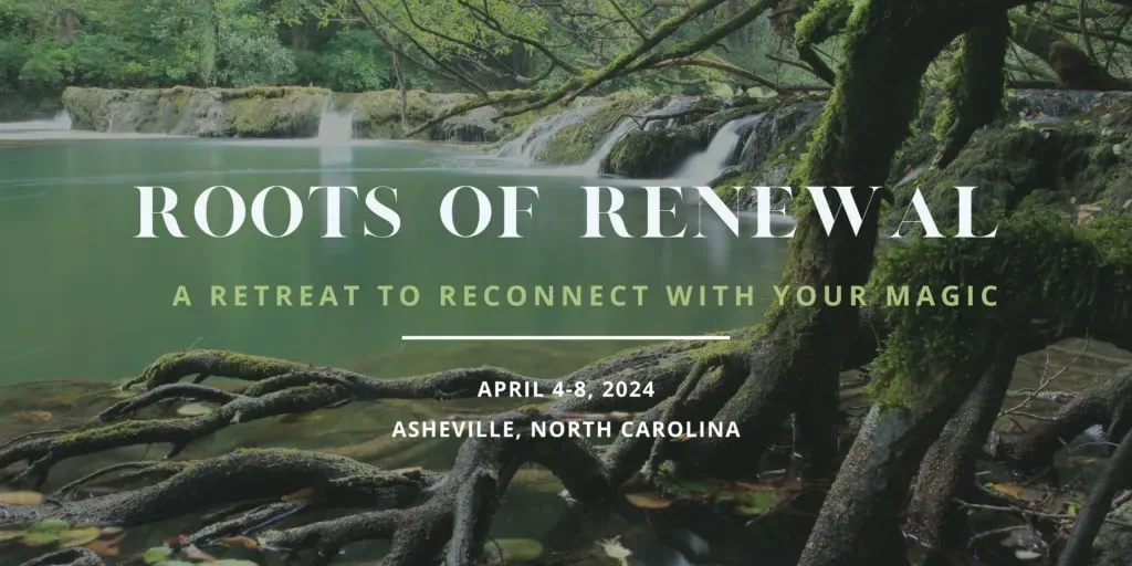 Roots of Renewal — The retreat home is a luxury farmhouse set in the Blue Ridge Mountains of Asheville, North Carolina. It offers a tranquil environment with spacious living rooms, dedicated meditation spaces, and community areas, all surrounded by the natural beauty of the mountain landscape.